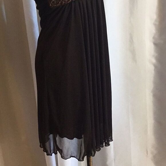Halter dress in chocolate brown beaded front small - Picture 8 of 16